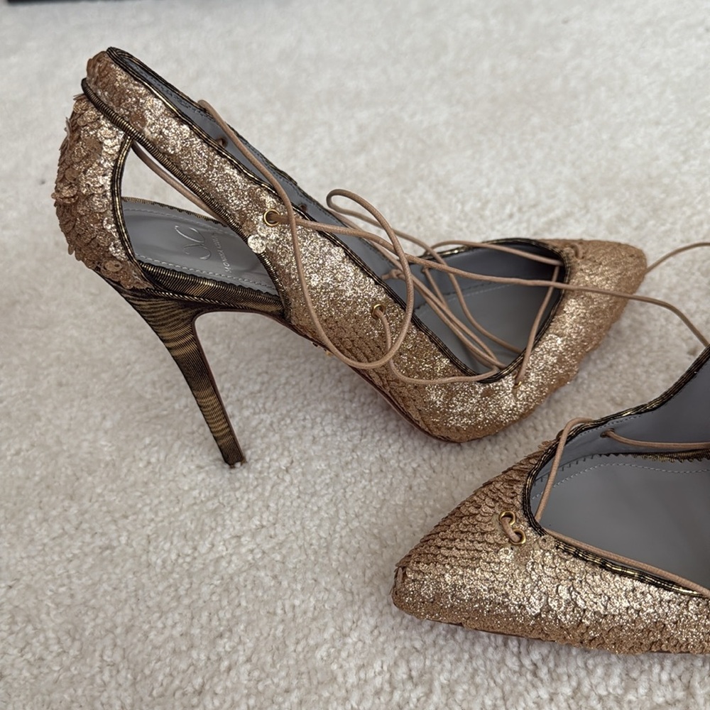 🔥🔥🔥Monika Chiang Bronze Lace-Up Heels - Picture 11 of 12